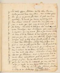 2 vues Tronchin, T[héodore]. Lettre autographe signée à sa cousine [Marie-Anne Fromaget, épouse de François] Tronchin, à Paris.- Eitoy [id est Etoy], 10 juillet 1749
