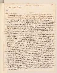 4 vues [Molènes, Anne, épouse de Jean Tronchin]. Lettre autographe non signée à son mari.- 25 juillet 1727