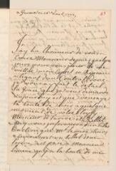 4 vues Galdy, [Madeleine], veuve [de François] Begon. Lettre autographe signée à [Jean] Tronchin, ancien procureur général de Genève, à Paris.- Genève, 16 août 1727