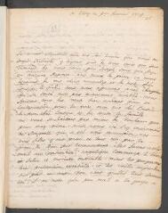4 vues  - Caussade Tronchin, [Marthe-Marie Daliès de, seconde épouse de Jean-Robert Tronchin (1670-1730)]. Lettre autographe signée à son cousin [Jean] Tronchin, ancien procureur général, à Genève.- Etoy, 1er février 1729 (taxe postale) (ouvre la visionneuse)
