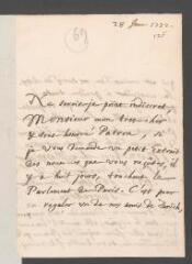 4 vues Turrettini, [Jean-Alphonse]. Lettre autographe signée à [Jean] Tronchin, conseiller d'Etat.- 28 janvier 1732