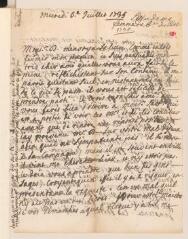 4 vues [Tronchin, Anne]. Lettre autographe non signée [à son mari Jean Tronchin].- Mercredi 6 juillet 1735