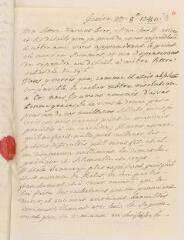 4 vues [Saladin de Crans, Antoine]. Lettre autographe non signée à Jacob Tronchin, au Palais-Royal, à Paris.- Genève, 27 octobre 1780