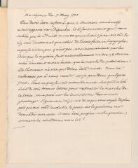 2 vues  - [Tronchin, François]. Copie autographe non signée de \'Ma réponse\', soit lettre à [Charles Bonnet].- 5 mai 1777 (ouvre la visionneuse)