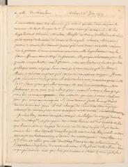 4 vues  - [Tronchin, François]. Copie non autographe d\'une lettre [à Horace-Bénédict Perrinet des Franches].- Délices, 25 juin 1777 (ouvre la visionneuse)