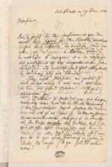 4 vues Muller, J[ean de]. Lettre autographe signée [à Jacob Tronchin-Calandrini].- Schaffhouse, 29 décembre 1773