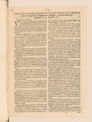 4 vues  - Imprimé intitulé \'Lettre de Messieurs [le maréchal d\'Huxelles et l\'abbé de Polignac] les ministres de France à M. le conseiller Pensionnaire Heinsius, écrite de Geertruydenberg le 20 juillet 1710\'.- 1710 (ouvre la visionneuse)