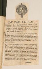 2 vues  - Acte imprimé de l\'intendant du Languedoc Nicolas de Lamoignon de Basville défendant aux communautés d\'accueillir des fugitifs.- Montpellier, 11 mars 1686 (ouvre la visionneuse)