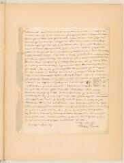 2 vues Tronchin, Théodore. Lettre autographe signée à sa femme Theodora Rocca.- La Haye, 5/15 mai 1619