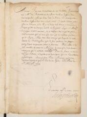 2 vues Henri II, duc de Rohan. Lettre signée, non autographe, à Théodore Tronchin.- Paris, 10 novembre 1634