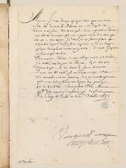 2 vues  - Henri II, duc de Rohan. Lettre signée, non autographe, à Théodore Tronchin.- camp de Turin, 19 octobre 1635 (ouvre la visionneuse)