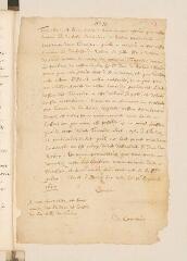 2 vues  - Lettre de Louis de Loménie aux syndics et Conseil de Genève au sujet de l\'enterrement de Tancrède de Rohan auprès d\'Henri II de Rohan.- Bourg sur mer, 12 septembre 1650 (ouvre la visionneuse)