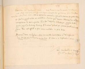 2 vues  - Cappel, J[acques]. Lettre autographe signée avec cachet à Théodore Tronchin.- Sedan, 10 septembre 1623 (ouvre la visionneuse)