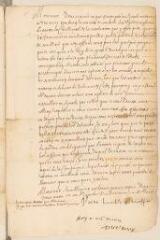 2 vues  - Mornay, Philippe de, sieur du Plessis. Lettre autographe signée avec cachet à [Michel] Le Faucheur.- Saumur, 18 mars 1615 (ouvre la visionneuse)