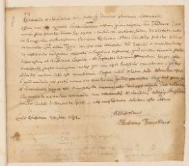 2 vues  - Tronchin, Théodore. [Minute?] autographe d\'une lettre à Stephanus Fabritius, antistès de l\'Eglise de Berne.- Coire, 24 janvier 1632 (ouvre la visionneuse)