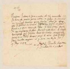 2 vues  - Hauteroche. Lettre signée \'Dehaulte Roche\' avec trace de cachet à Monsieur de [le nom est biffé].- sans lieu, 4 mai 1578 (ouvre la visionneuse)
