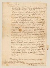 4 vues  - Teissières, de. Lettre signée avec cachet à Théodore de Bèze et Antoine de La Roche Chandieu au sujet de la même affaire que Arch. Tronchin 3/45 à 3/47.- Nîmes, 20/30 janvier 1589 (ouvre la visionneuse)