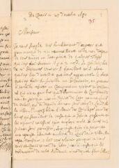 4 vues  - Bayle, Pierre. Lettre autographe signée à Louis Tronchin.- Paris, 27 octobre 1680 (ouvre la visionneuse)