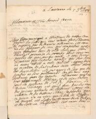 4 vues  - Polier, Georges. Lettre autographe signée avec cachet à Louis Tronchin.- Lausanne, 7 novembre 1688 (ouvre la visionneuse)