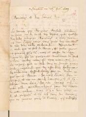 4 vues  - Sterky, Jérémie. Lettre autographe signée avec cachet à Louis Tronchin.- Lausanne, 24 février 1689 (ouvre la visionneuse)
