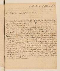 4 vues  - Gaultier, François de, sieur de Blancard. Lettre autographe signée avec cachet à Louis Tronchin.- Berlin, 19 avril 1695 (ouvre la visionneuse)