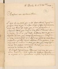 4 vues  - Gaultier, François de, sieur de Blancard. Lettre autographe signée avec cachet à Louis Tronchin.- Berlin, 5 octobre 1700 (ouvre la visionneuse)