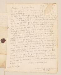 4 vues  - Wyss, David. Lettre autographe signée avec cachet à Louis Tronchin.- sans lieu, [15] mai 1675 (ouvre la visionneuse)