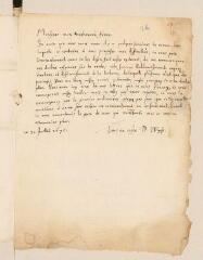 2 vues  - Wyss, David. Lettre autographe signée à Louis Tronchin.- sans lieu, 31 juillet 1675 (ouvre la visionneuse)