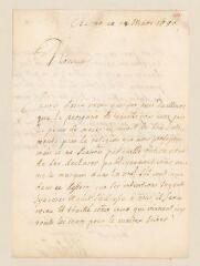 4 vues  - Erlach, Sigmund d\'. Lettre autographe signée à Louis Tronchin.- Berne, 18 mars 1680 (ouvre la visionneuse)