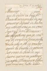 6 vues  - La Trémoille, Marie Charlotte de. Lettre autographe signée à Louis Tronchin.- Gena, 31 juillet 1669 (ouvre la visionneuse)