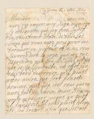 4 vues  - La Trémoille, Marie Charlotte de. Lettre autographe signée à Louis Tronchin.- Gena, 1er octobre 1669 (ouvre la visionneuse)