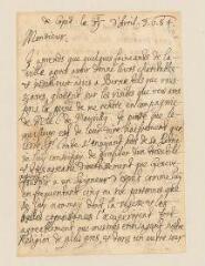 4 vues  - Dohna, Frédéric de. Lettre autographe signée à Louis Tronchin.- Coppet, 9/19 avril 1684 (ouvre la visionneuse)
