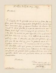 4 vues  - Massué de Ruvigny, Henri de. Lettre signée, de la main de son secrétaire Elie Bouhéreau, à Louis Tronchin.- Turin, 11/1 [sic] mai 1695 (ouvre la visionneuse)