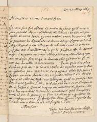 4 vues  - Drelincourt, Charles. Lettre autographe signée avec cachet à Louis Tronchin.- sans lieu, 31 mai 1667 (ouvre la visionneuse)