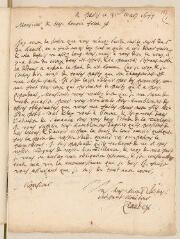 4 vues  - Claude, Jean. Lettre autographe signée avec cachet à Louis Tronchin.- Paris, 31 mars 1677 (ouvre la visionneuse)