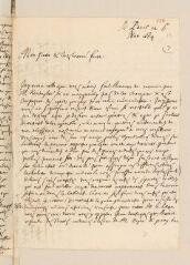 4 vues  - Allix, Pierre. Lettre autographe signée avec cachet à Louis Tronchin.- Paris, 6 novembre 1684 (ouvre la visionneuse)