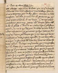 4 vues  - Daillé, Jean. Lettre autographe signée avec cachet à Louis Tronchin.- Paris, 14 mars 1677 (ouvre la visionneuse)