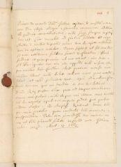 4 vues  - Mussard, Pierre. Lettre autographe avec cachet à Louis Tronchin.- Lyon, 17 mars 1663 (ouvre la visionneuse)