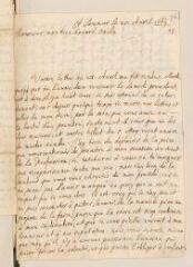 4 vues  - Chouet, Jean-Robert. Lettre autographe signée avec cachet à Louis Tronchin.- Saumur, 25 avril [mai] 1669 (ouvre la visionneuse)