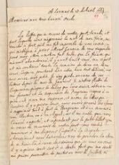 4 vues  - Chouet, Jean-Robert. Lettre autographe signée avec cachet à Louis Tronchin.- Saumur, 27 avril 1669 (ouvre la visionneuse)