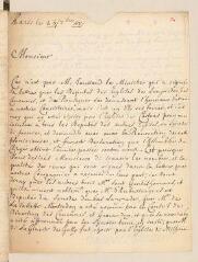 4 vues  - Jaussaud, François. Lettre autographe signée avec cachet à Louis Tronchin.- 25 septembre [16]57 (ouvre la visionneuse)