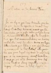 4 vues  - Mesnard, Jean. Lettre autographe signée à Louis Tronchin.- Paris, 3 août 1671 (ouvre la visionneuse)
