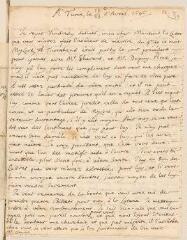 4 vues  - Bouhéreau, Elie. Lettre autographe signée avec cachet à Jean-Robert Chouet.- Turin, 13/23 avril 1696 (ouvre la visionneuse)