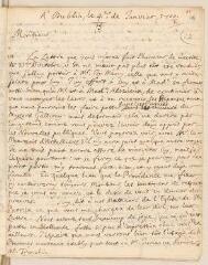 4 vues  - Bouhéreau, Elie. Lettre autographe signée avec cachet à Louis Tronchin.- Dublin, 4/15 janvier 1700 (ouvre la visionneuse)