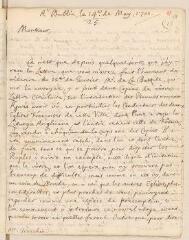 4 vues  - Bouhéreau, Elie. Lettre autographe signée avec cachet à Louis Tronchin.- Dublin, 14/25 mai 1700 (ouvre la visionneuse)