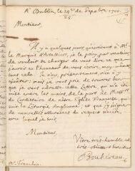 4 vues  - Bouhéreau, Elie. Lettre autographe signée avec cachet à Louis Tronchin.- Dublin, 14/25 septembre 1700 (ouvre la visionneuse)