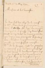 4 vues  - Mesnard, Jean. Lettre autographe signée avec cachet à Louis Tronchin.- Paris, 16 mai 1672 (ouvre la visionneuse)