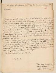 10 vues  - Bouhéreau, [Elie?]. Lettre autographe signée à Louis Tronchin.- Au camp d\'Orbassan, 3 septembre 1697 nouveau style (ouvre la visionneuse)