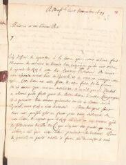 4 vues  - Ostervald, Jean-Frédéric. Lettre autographe signée avec cachet à Louis Tronchin.- Neuchâtel, 15 novembre 1699 (ouvre la visionneuse)