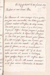4 vues  - Ostervald, Jean-Frédéric. Lettre autographe signée à Louis Tronchin.- Neuchâtel, 23 février 1701 (ouvre la visionneuse)